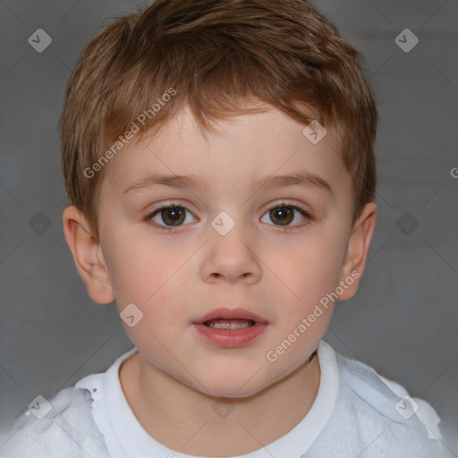 Neutral white child male with short  brown hair and brown eyes