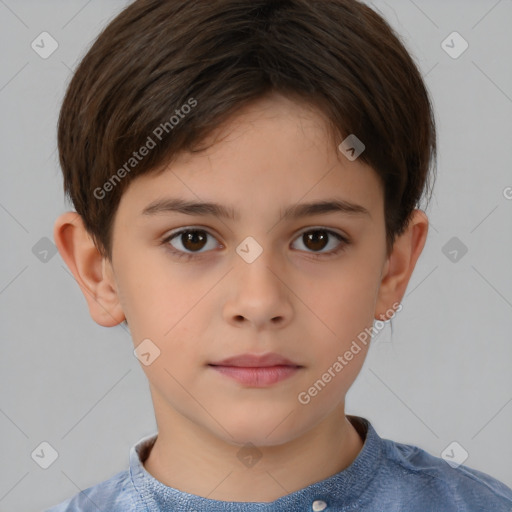 Neutral white child female with short  brown hair and brown eyes