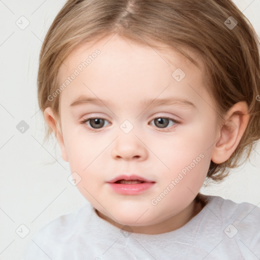 Neutral white child female with medium  brown hair and brown eyes