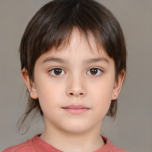 Neutral white child female with medium  brown hair and brown eyes