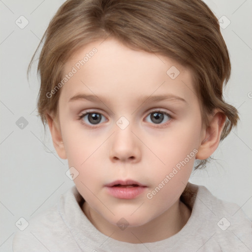 Neutral white child female with medium  brown hair and brown eyes