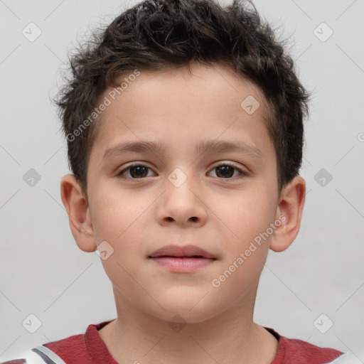 Neutral white child male with short  brown hair and brown eyes