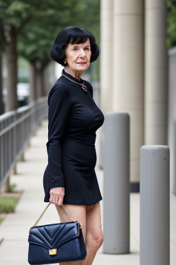 Caucasian elderly female with  black hair