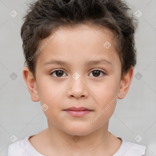 Neutral white child male with short  brown hair and brown eyes