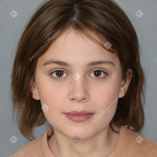 Neutral white child female with medium  brown hair and brown eyes