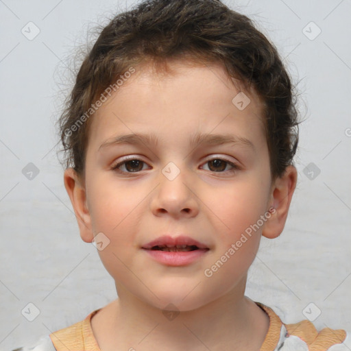 Neutral white child male with short  brown hair and brown eyes