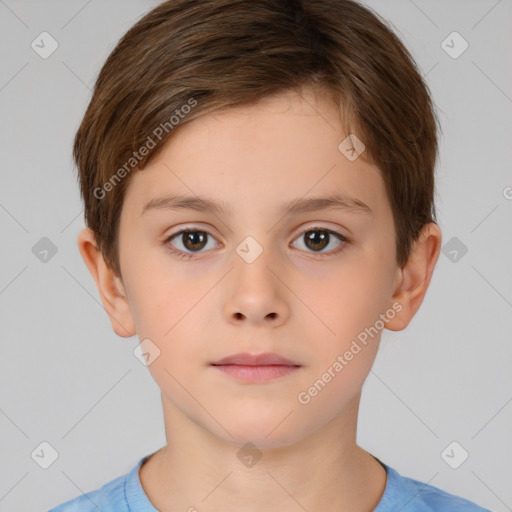 Neutral white child female with short  brown hair and brown eyes