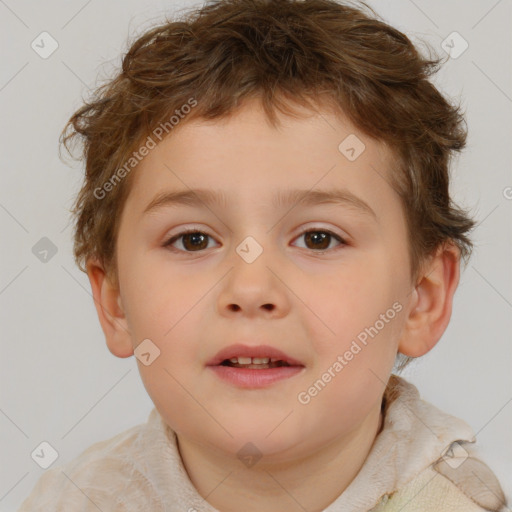 Neutral white child male with short  brown hair and brown eyes