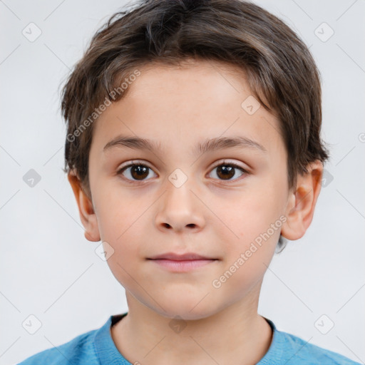 Neutral white child male with short  brown hair and brown eyes