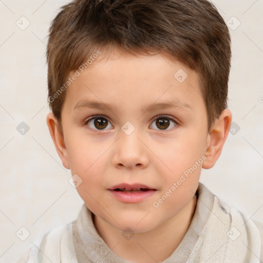 Neutral white child male with short  brown hair and brown eyes