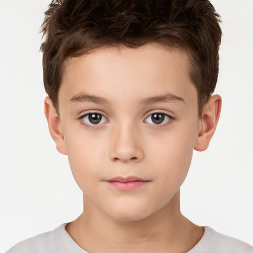 Neutral white child male with short  brown hair and brown eyes