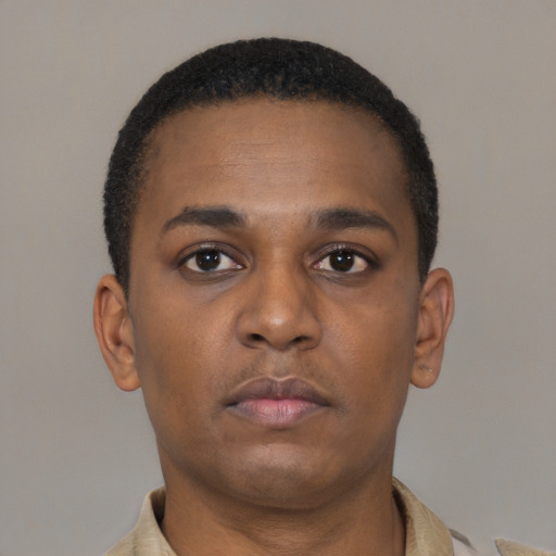 Neutral latino young-adult male with short  brown hair and brown eyes