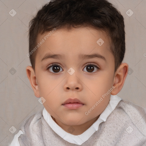 Neutral white child male with short  brown hair and brown eyes