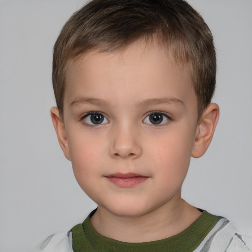 Neutral white child male with short  brown hair and brown eyes