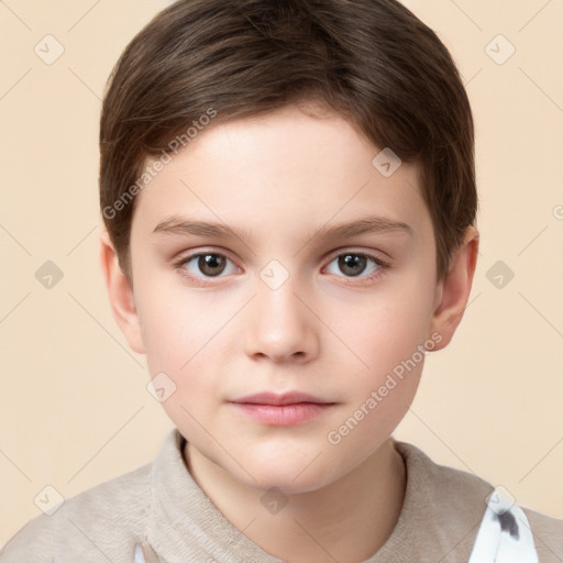 Neutral white child male with short  brown hair and brown eyes