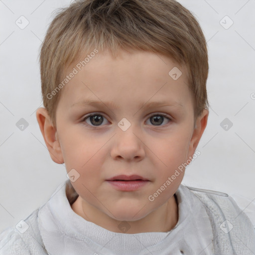 Neutral white child male with short  brown hair and brown eyes