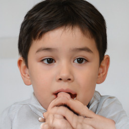 Neutral white child male with short  brown hair and brown eyes