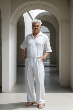 Filipino middle-aged male with  white hair