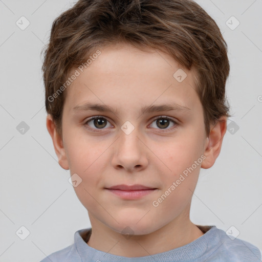 Neutral white child male with short  brown hair and brown eyes