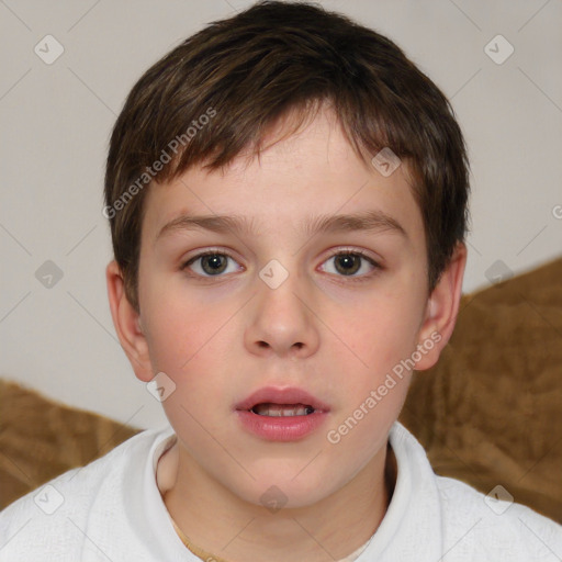 Neutral white child male with short  brown hair and brown eyes