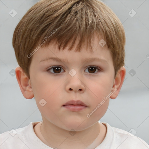 Neutral white child male with short  brown hair and brown eyes