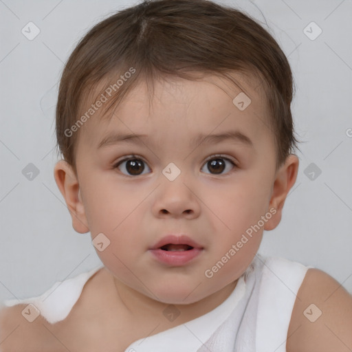 Neutral white child male with short  brown hair and brown eyes