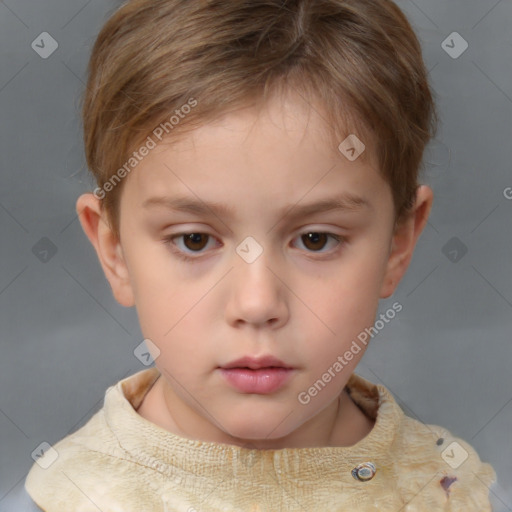 Neutral white child female with short  brown hair and brown eyes