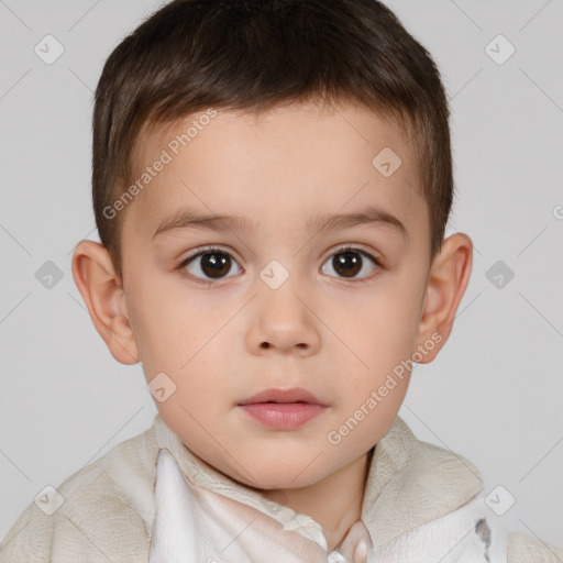 Neutral white child male with short  brown hair and brown eyes