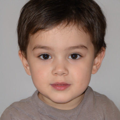 Neutral white child male with short  brown hair and brown eyes