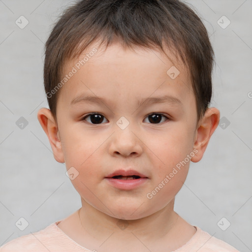 Neutral white child male with short  brown hair and brown eyes