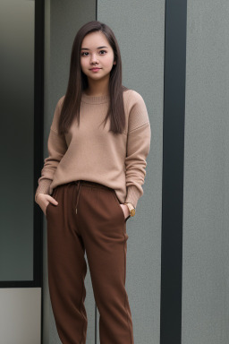 Singaporean young adult female with  brown hair