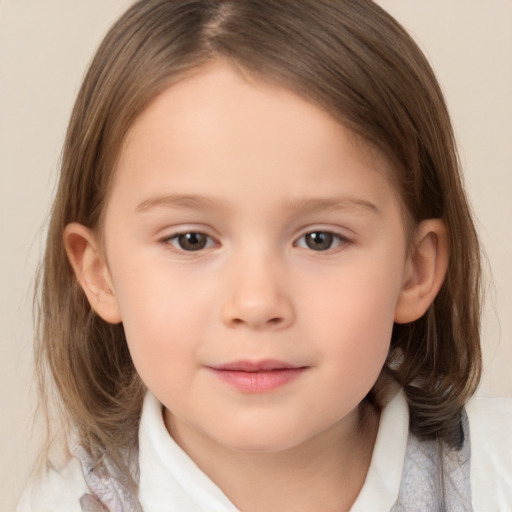 Neutral white child female with medium  brown hair and brown eyes