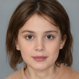 Neutral white child female with medium  brown hair and brown eyes