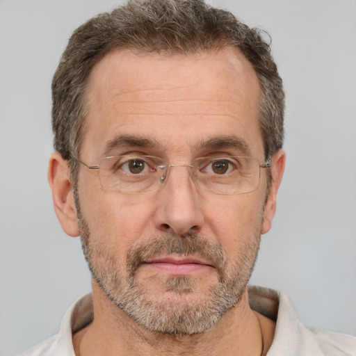 Neutral white adult male with short  brown hair and brown eyes