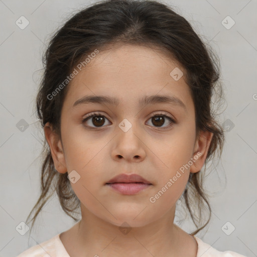 Neutral white child female with medium  brown hair and brown eyes