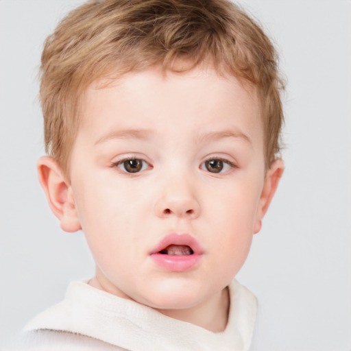 Neutral white child male with short  brown hair and blue eyes