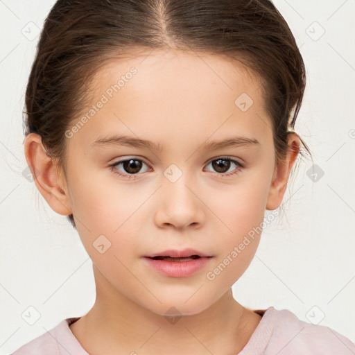 Neutral white child female with short  brown hair and brown eyes