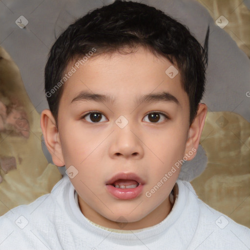 Neutral white child male with short  brown hair and brown eyes