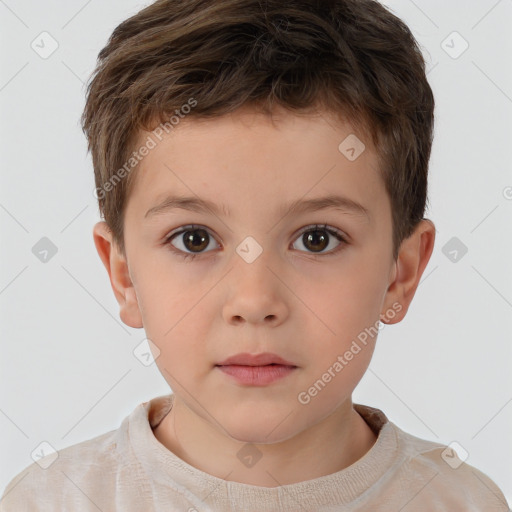 Neutral white child male with short  brown hair and brown eyes