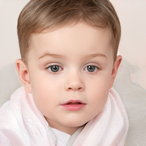 Neutral white child male with short  brown hair and blue eyes