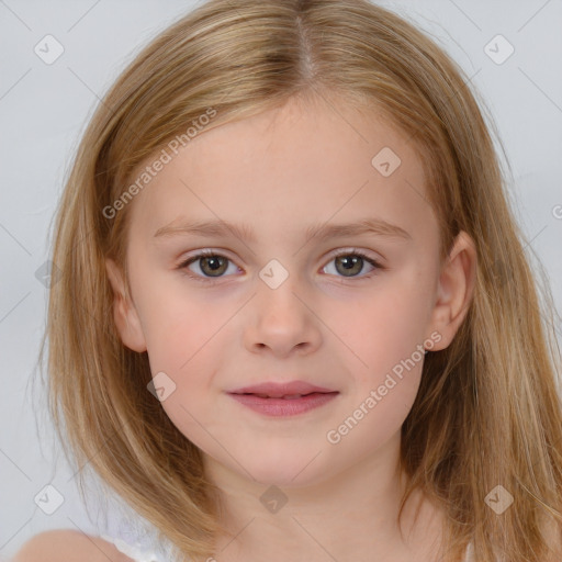 Neutral white child female with medium  brown hair and brown eyes