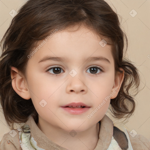 Neutral white child female with medium  brown hair and brown eyes