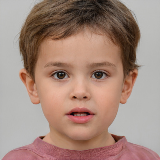 Neutral white child male with short  brown hair and brown eyes