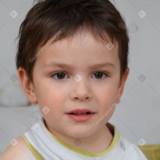 Neutral white child male with short  brown hair and brown eyes