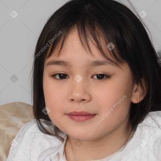 Neutral white child female with medium  brown hair and brown eyes