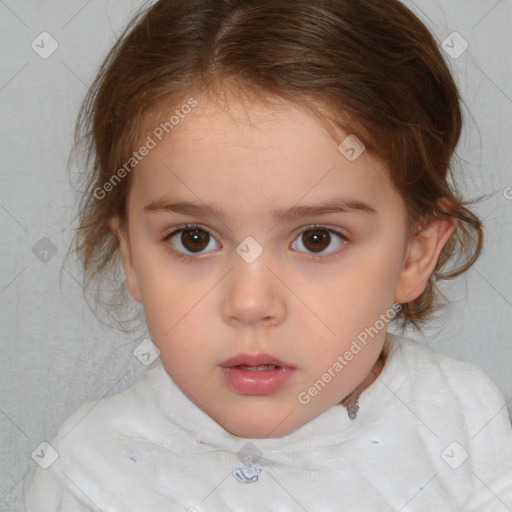 Neutral white child female with medium  brown hair and brown eyes