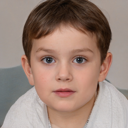 Neutral white child male with short  brown hair and brown eyes