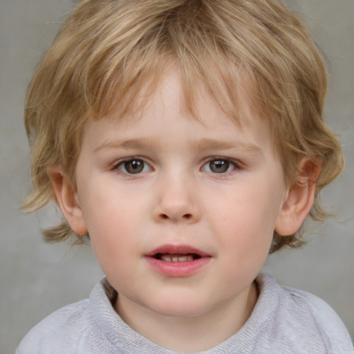 Neutral white child male with medium  brown hair and brown eyes