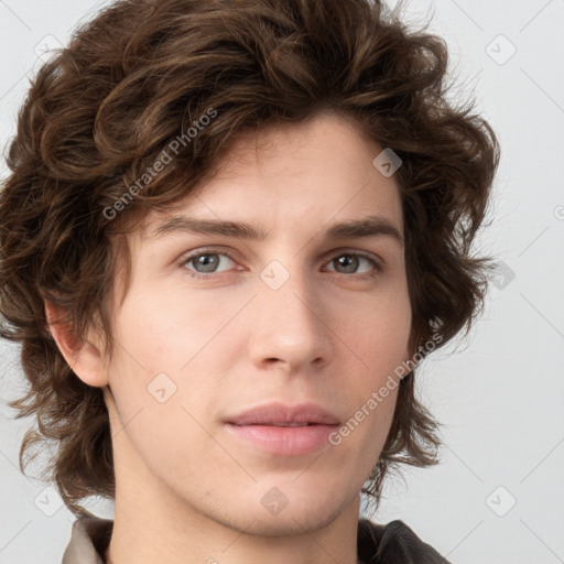 Neutral white young-adult male with medium  brown hair and brown eyes