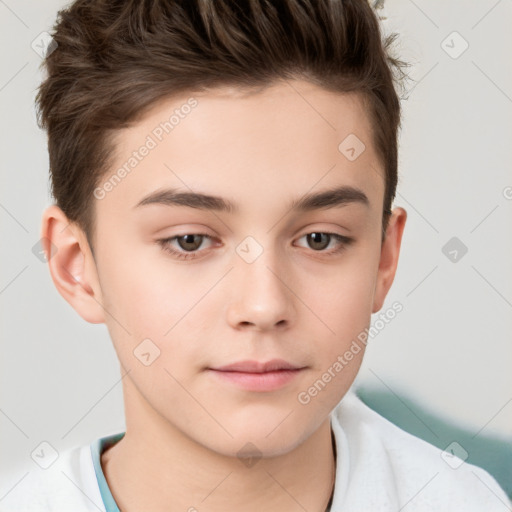 Neutral white child male with short  brown hair and brown eyes